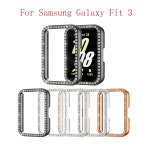 PC 다이아몬드 상감 케이스 시계 하프 커버 삼성 Galaxy Fit 3용 방진 Smartwatch 보호 쉘 안티 스크래치. 베이지 : 하은이네차