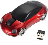 바이신구 스포츠카 쉐이프 24GHz 무선 마우스 광학 PC 노트북 컴퓨터용 USB 수신기 600DPI 3 버튼 빨간색 : 산자와 못산자