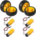 4pcs TT 모터 휠 세트 변속기 듀얼 샤프트 기어 DC 타이어 3-6V 차량용(TT 케이블 없음) TT Motor no cable : 리치핏A