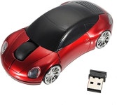 바이신구 스포츠카 쉐이프 24GHz 무선 마우스 광학 PC 노트북 컴퓨터용 USB 수신기 600DPI 3 버튼 빨간색 : 산자와 못산자
