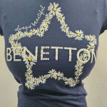 BENETTON 반팔 티 여 44/55 J6392 : 스카이빈티지