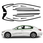 사이드 윈도우 트림 크롬 삭제 비닐 랩 오버레이 핏 2014-2023 인피니티 Q50 Q50S 액서리 암막 필름 글로스 블랙 키트 포함 [호환] Gloss... 