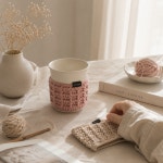 뜨개컵 홀더 코바늘 만들기 키트 - 와플 컵슬리브 손뜨개 소품 여름음료 홀더 DIY : 슬로우모먼츠