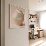 [봄조각] 복 담은 파스텔 조각보 달항아리 그림 인테리어 거실 부귀 승진선물 90x90cm 대형, 골드 무광 알루미늄 액자 : 취향의숲