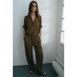 ZARA 자라 플루이드 쇼트 슬리브 셔츠 - 올리브 4387/021/515 145689 : 셀릭s