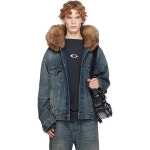 발렌시아가 블루 박시 데님 재킷 848020-TTW76 3394-NAVY/GREEN/YELL : 어도어럭스