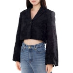GANNI BLACK BOUCLE JAQUARD SUITING CROPPED BLAZER F9274 099 가니 블랙 부클 자카드 수트 크롭 블레이저 4115746 : oddbe21
