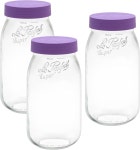르 파르페 스크류 탑 와이드 입구 유리 밀폐 용기 2000ml, 유리병 2L 바이올렛 3개, 1개 : 초지마켓
