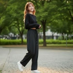 여성 와이드 밴딩 팬츠 베이직 기능성 아이스 쿨 pu-F9520 바지 베이지 : 푸른비동
