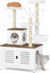 실내용 올인원 고양이 타워 및 긁는 매트 캣타워 White + Walnut, 기본 : 미라클딜