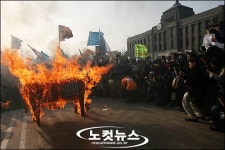 불타는소초량 | '불타는 미국산 소 모형'