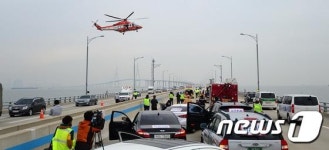 인천대교 송도방향 STA. 4+036 | 인천대교폭설대비 합동 모의훈련