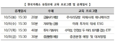 예지금융교육연구소 | 거래소, 4일간 투자자 금융교육 프로그램 제공