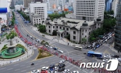 도심행진 벌이는 노점 상인들