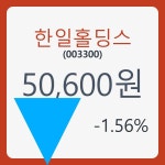 한일홀딩스주가 5월 23일 현재 50600원 및 증권 차트 분석