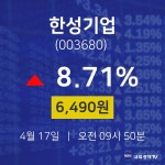 ㈜한성지질 | 배당주식 한성기업 주가 17일 현재 6490원