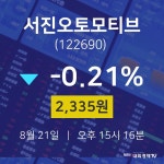 서진하이마트 | 투자주식 서진오토모티브 주가 21일 현재 2335원