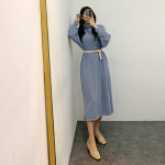두나미시 | 55~110 포근보들 슬릿 폴라 롱원피스(437) 빅사이즈 : BIGJEANS