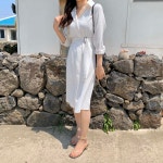 세일상품 벨트 카라 롱 셔츠원피스 : 공블비