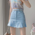 Baby blue half pleated sk - 베이비블루 하프 플리츠 스커트 : 효미르