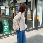 여자 라운드 트임 절개 베이직 크롭 니트 : 에이비문샵