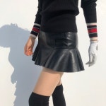 로로얼로이 여성 골프치마 치마바지 센언니 가죽 플레어 미니 스커트 여성골프웨어 : 로로얼로이