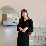 세일상품 프릴 플리츠 니트 일자 롱원피스 : 공블비