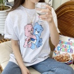 테디베어 하리보 허그 캐릭터 면 오버핏 박시 티셔츠 (화이트/멜란지그레이/퍼플) : 멜로우톤