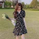 A라인 쉬폰 플라워 원피스 : 럭스블리