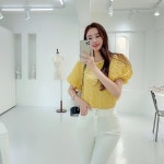 사랑스러운 퍼프소매 린넨 주름 벌룬 반팔 블라우스 바스락 시원한 여름 셔츠 : 유어데이 day