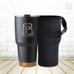 각인텀블러 P-21 이니셜인쇄 보온보냉 스텐레스 대용량&파우치 이중진공 블랙 900ml : 빙고기프트
