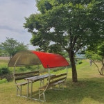 올인원 동글이벤치 6-8인용 야외테이블 벤치 파라솔이하나로! : 부스트이뮤니티