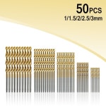 썬마켓컴퍼니 | 50P 티타늄 드릴 비트 세트 HSS 고속 드라이버 드릴 강철 1 1.5 2 2.5 3mm : 요기요스토어