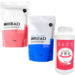 베이킹소다 1kg 과탄산소다 1kg 구연산 800g 세트 빨래 천연 세제 탈취제 표백제 흰옷 얼룩 누런 때 기름 커피 볼펜 자국 제거 : 월드크린