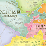 중앙아시아지도 한글영문 코팅 - 중동 이란 여행 세계전도 포스터 : 나우맵