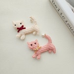 진주를 단 귀여운 벨벳 고양이 똑딱핀 여아 유아 동물 머리핀 : 에그리봉