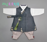 (백일-8호) 고급스러운 답카키 금박 남아 한복 아기 아동 돌 어린이집 초등 남아한복 OSB101 : 라임모모