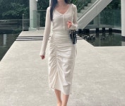 여름 데일리 브이넥 린넨 골지 슬림 긴팔 가디건 (화이트, 오트밀, 핑크, 블랙) : 클로채