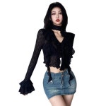 댄스복 아랑 고고 장구 줌바복 단체복 라인댄스복 난타 브이넥 주름 크롭탑 셔츠 프릴 : sunnny1004
