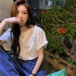 루즈핏 반팔 남녀공용 면 스마일 패턴 티셔츠 2장 : 패션투개더
