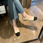 여성단화 넓은 발 스퀘어 토 부드러운 밑창 두꺼운 굽 맛 컬러 블록 플랫 하나쯤 발목 : AK shopping