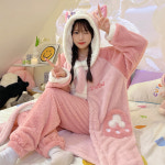 fooi 러블리 핑크 여우 잠옷 상하의 세트 프리미엄 극세사 동물잠옷 : 킹콩아울렛