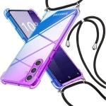 갤럭시A13용 YDIHIHO 5G 케이스, 조절식 란야드 넥스트랩, 그라데이션, 소프트 TPU, 삼성 갤럭시A13 5G용 커버 방진 범퍼 쿠션 퍼플...