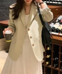 베 당일 버베인 브리티쉬 베이직 자켓 2403 스탠다드 기본 3버튼 오피스 하객룩 꾸안꾸 : 앤드베이지