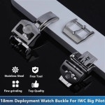 PCAVO 접이식 버터플라이 시계 버클 IWC 빅 파일럿 스핏파이어 가죽 시계 밴드 스트랩 316L 스테인리스 스틸 18mm 배치 : 백호홀딩스