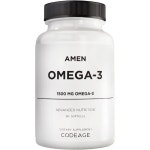 아멘 오메가-3 보충제 - 1 500mg 고효능 일일 오메가 3 EPA 및 DHA 지방산 피쉬 오일 45일분 심장 건강 면역 뇌 인지 기억력 지원 비타민...
