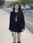 풍 패션 세트 여2023 추동 고급스러운 블랙 트위드 숏 코트스커트 투피스 : 바이메더