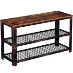 Rolanstar 신발 벤치, 3단 신발장, 메시 선반 나무 시트가 있는 72.9cm(28.75인치) 보관 입구 벤치, 복도 현관문, 출입구, 거실 28.711....