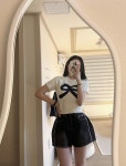 선물리본 니트 반팔 : 오브에떼