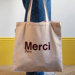 메르시 코튼 토트백 크림 & 버건디 Merci Grand Bag : 샾브랜드몰